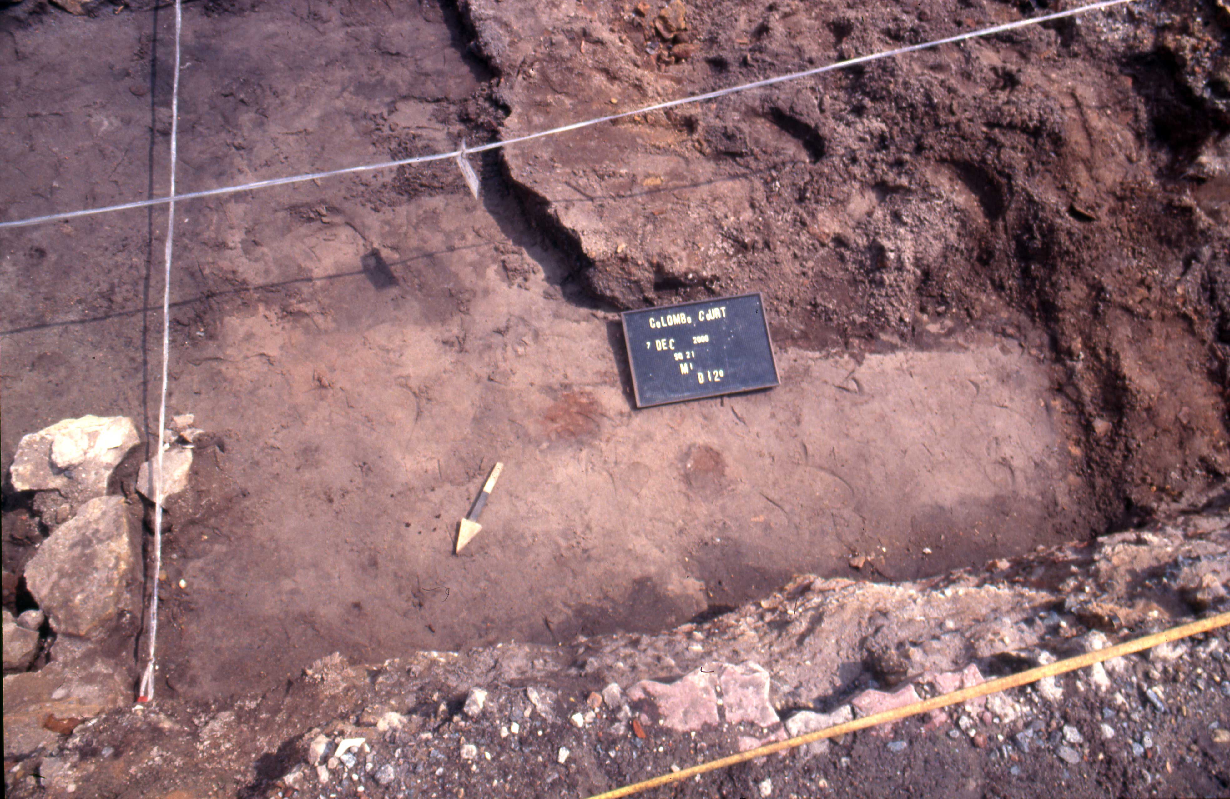 7 Dec 2001 SQ II-1 M1 with two postholes visible near blackboard.