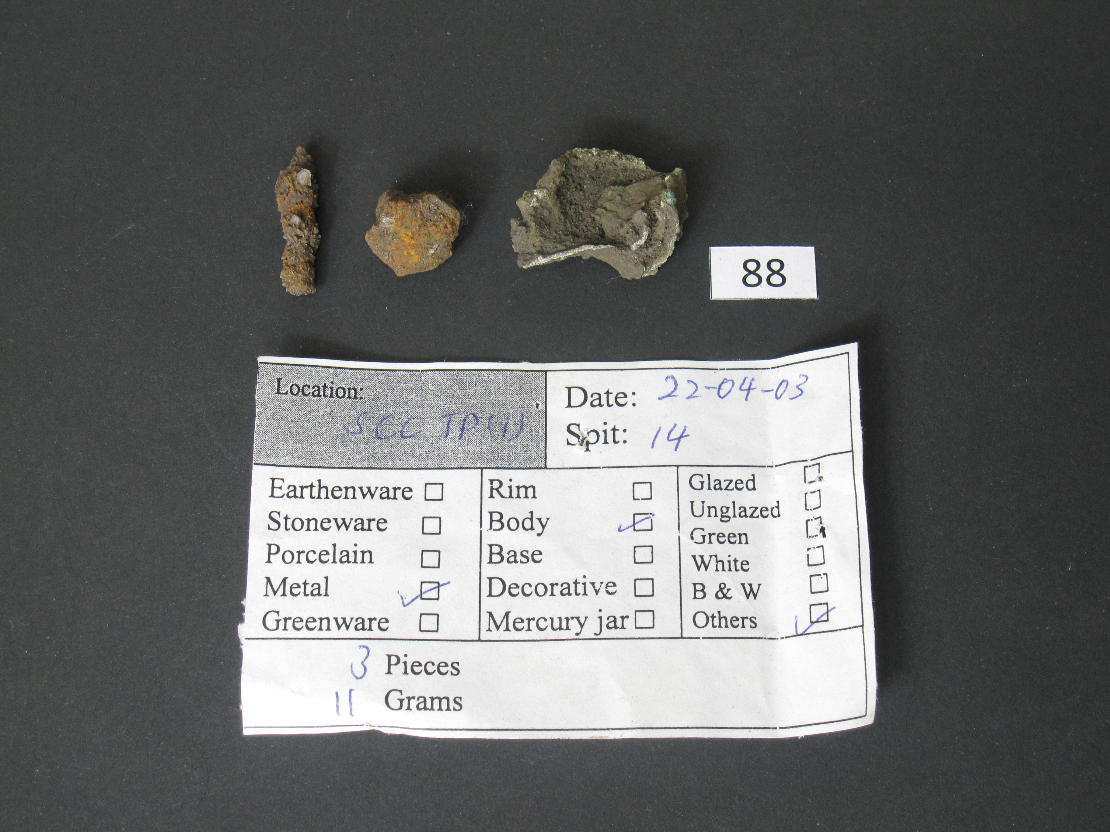 <strong>Plate 7</strong> Various metal before treatment