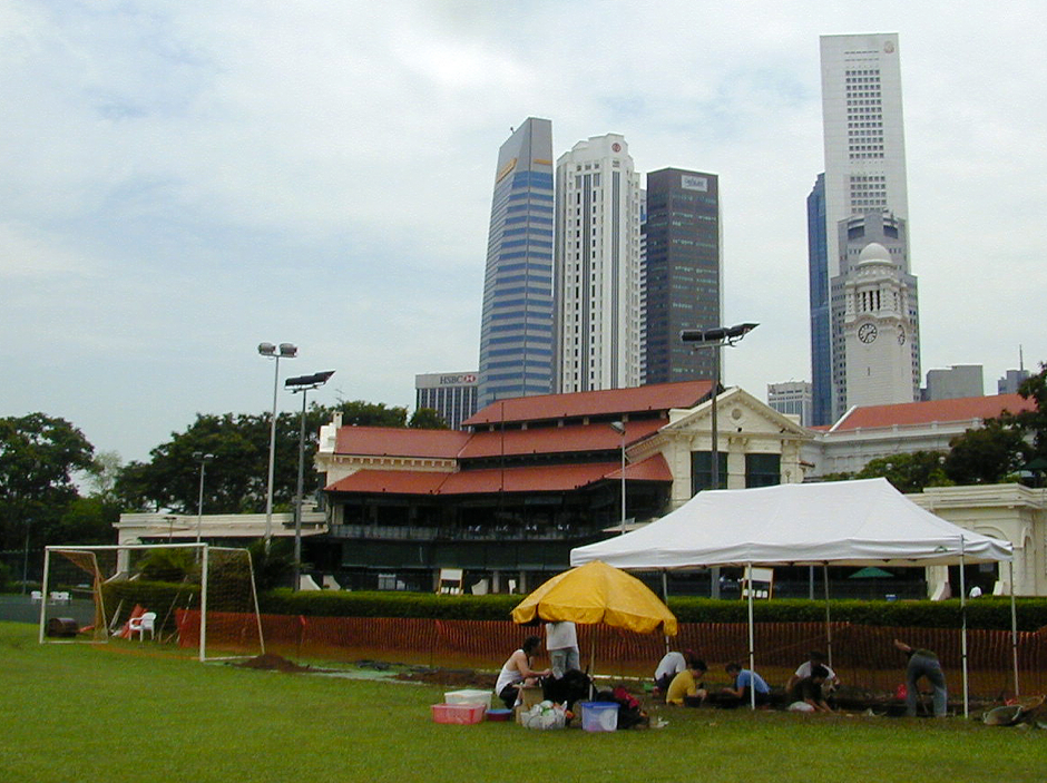 General area of 2003 excavation; Singapore Cricket Club in background.